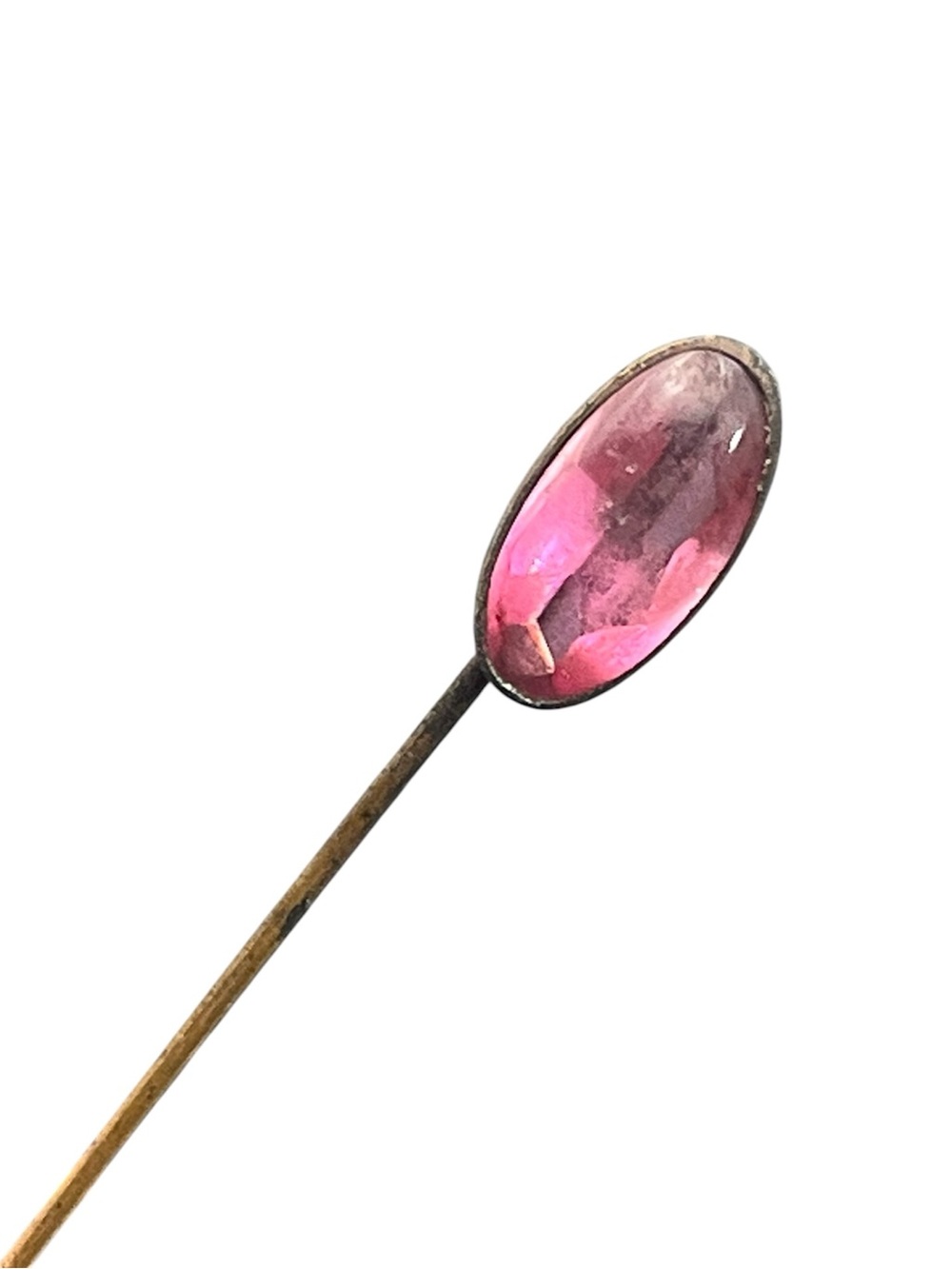 Antique pink oval stone gold tone vintage stock pin